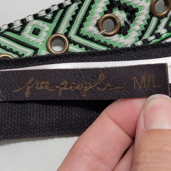 Free People Moving To Mars Printed Belt Jaded Jungle Green Mint M/L Cotton New - Picture 3 of 6